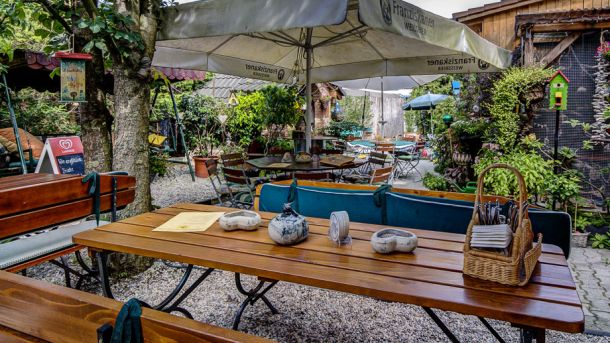 Blick in den Biergarten